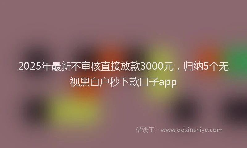 2025年最新不审核直接放款3000元，归纳5个无视黑白户秒下款口子app