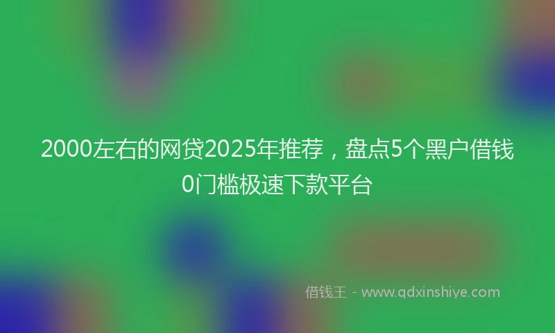 2000左右的网贷2025年推荐，盘点5个黑户借钱0门槛极速下款平台