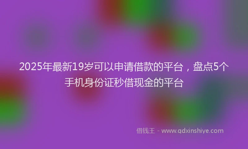 2025年最新19岁可以申请借款的平台，盘点5个手机身份证秒借现金的平台