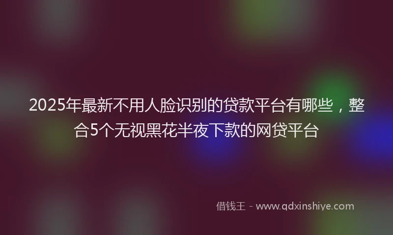 2025年最新不用人脸识别的贷款平台有哪些，整合5个无视黑花半夜下款的网贷平台