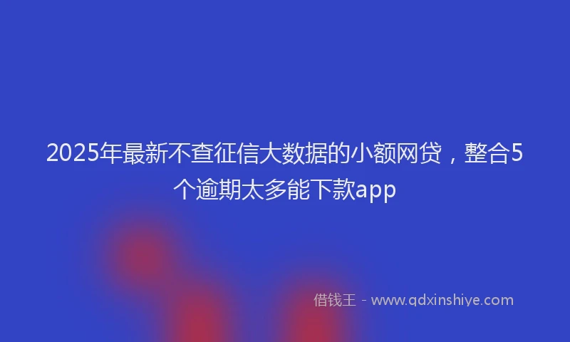 2025年最新不查征信大数据的小额网贷，整合5个逾期太多能下款app