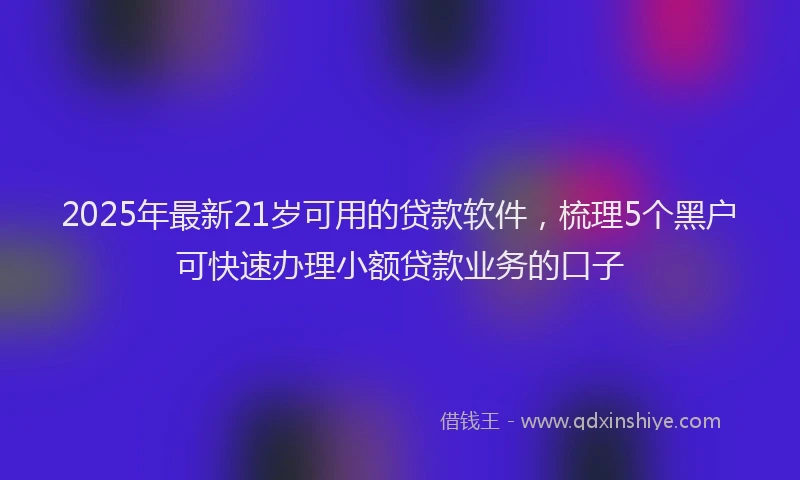 2025年最新21岁可用的贷款软件，梳理5个黑户可快速办理小额贷款业务的口子