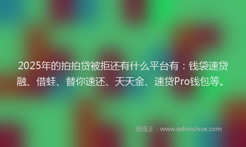 2025年的拍拍贷被拒还有什么平台有：钱袋速贷融、借蛙、替你速还、天天金、速贷Pro钱包等。