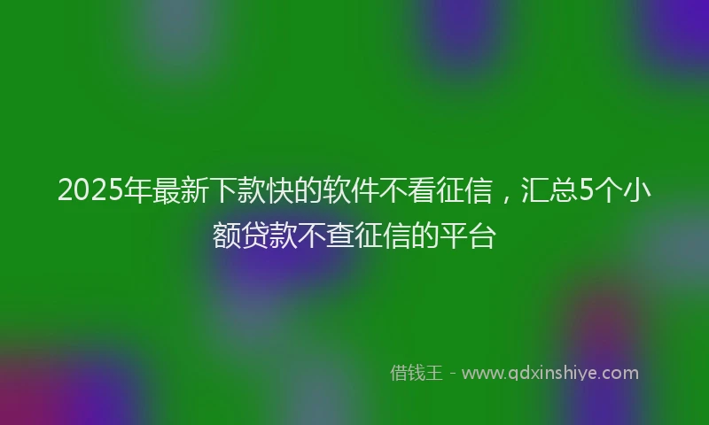 2025年最新下款快的软件不看征信，汇总5个小额贷款不查征信的平台