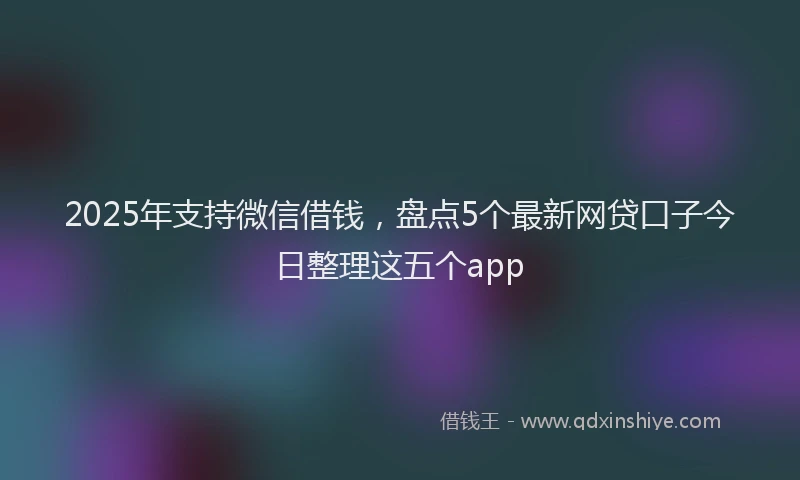 2025年支持微信借钱，盘点5个最新网贷口子今日整理这五个app