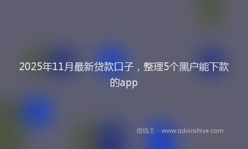 2025年11月最新贷款口子，整理5个黑户能下款的app