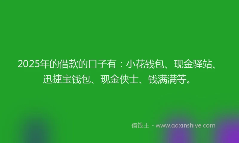 2025年的借款的口子有：小花钱包、现金驿站、迅捷宝钱包、现金侠士、钱满满等。