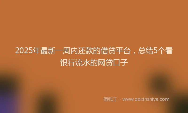 2025年最新一周内还款的借贷平台，总结5个看银行流水的网贷口子