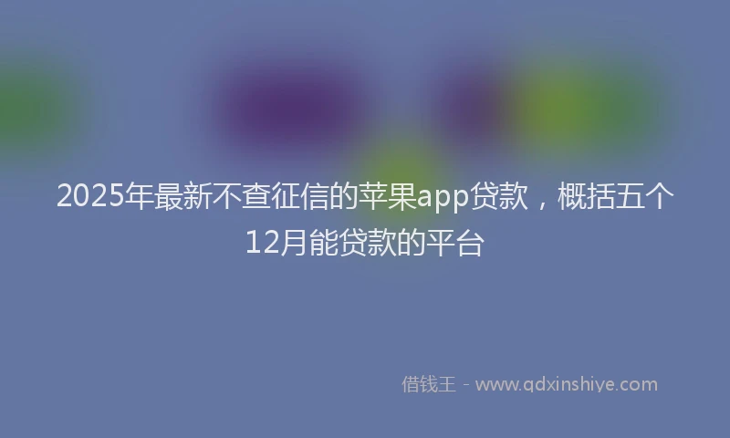 2025年最新不查征信的苹果app贷款，概括五个12月能贷款的平台