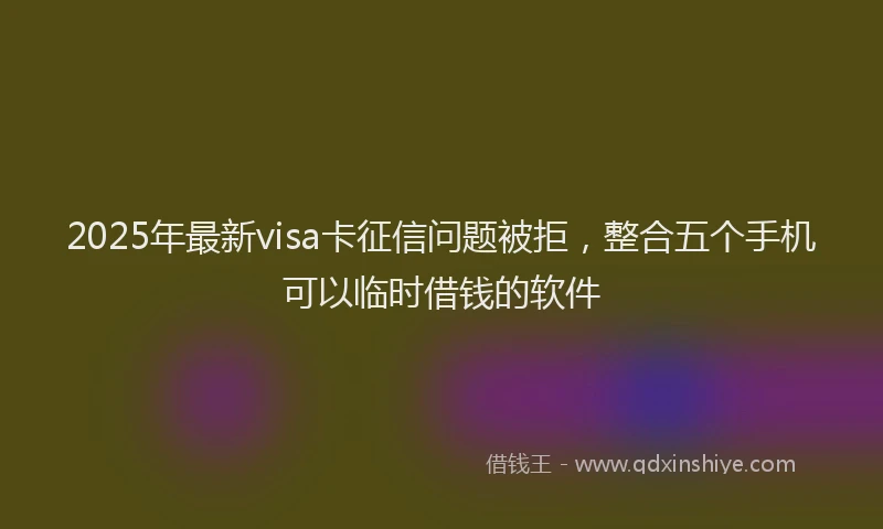 2025年最新visa卡征信问题被拒，整合五个手机可以临时借钱的软件