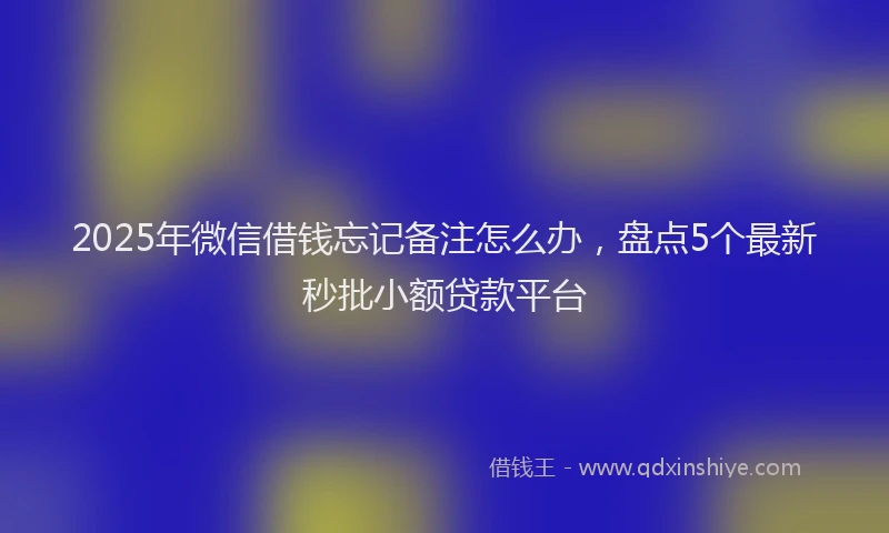 2025年微信借钱忘记备注怎么办，盘点5个最新秒批小额贷款平台