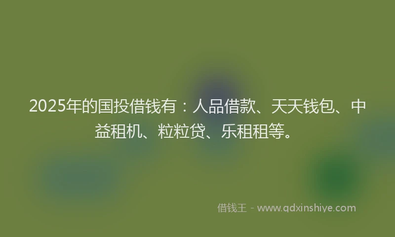 2025年的国投借钱有：人品借款、天天钱包、中益租机、粒粒贷、乐租租等。