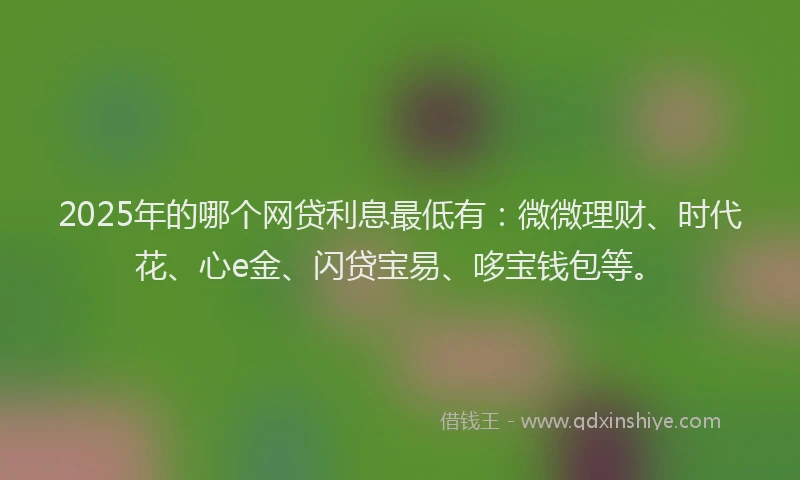 2025年的哪个网贷利息最低有：微微理财、时代花、心e金、闪贷宝易、哆宝钱包等。