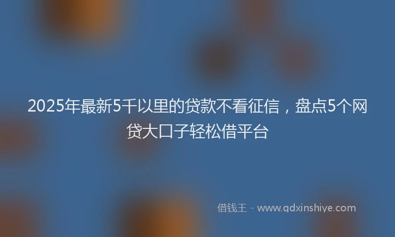 2025年最新5千以里的贷款不看征信，盘点5个网贷大口子轻松借平台
