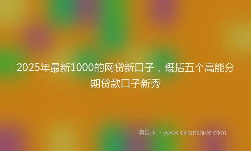 2025年最新1000的网贷新口子，概括五个高能分期贷款口子新秀