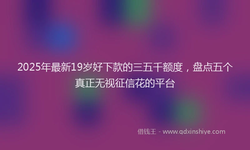 2025年最新19岁好下款的三五千额度，盘点五个真正无视征信花的平台