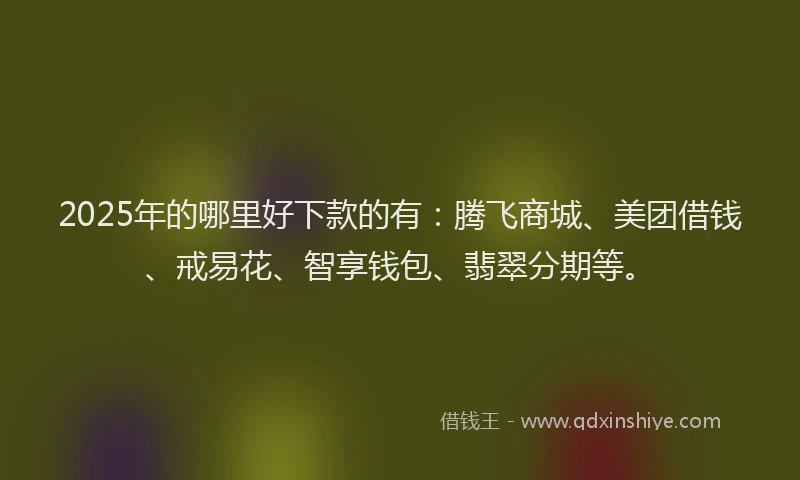 2025年的哪里好下款的有：腾飞商城、美团借钱、戒易花、智享钱包、翡翠分期等。