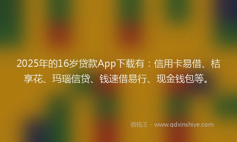 2025年的16岁贷款App下载有：信用卡易借、桔享花、玛瑙信贷、钱速借易行、现金钱包等。