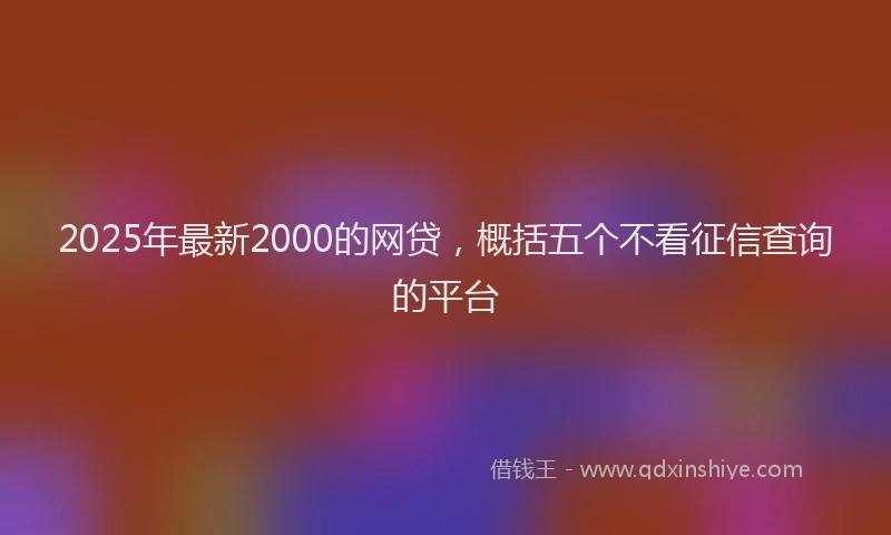 2025年最新2000的网贷，概括五个不看征信查询的平台