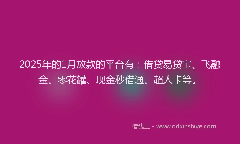 2025年的1月放款的平台有：借贷易贷宝、飞融金、零花罐、现金秒借通、超人卡等。