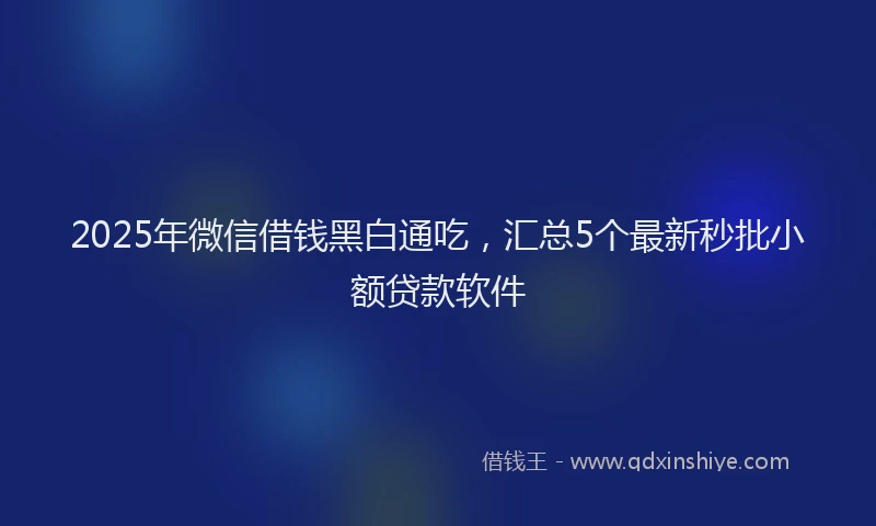2025年微信借钱黑白通吃，汇总5个最新秒批小额贷款软件