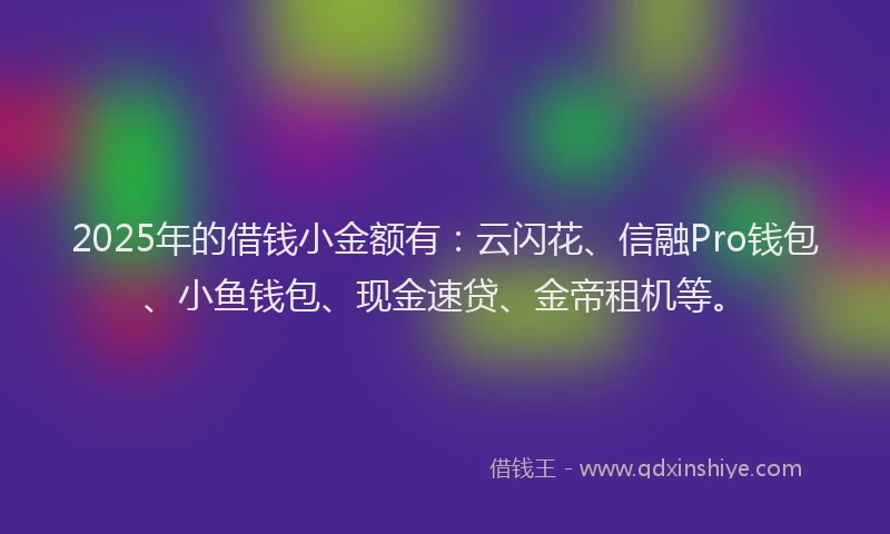 2025年的借钱小金额有：云闪花、信融Pro钱包、小鱼钱包、现金速贷、金帝租机等。