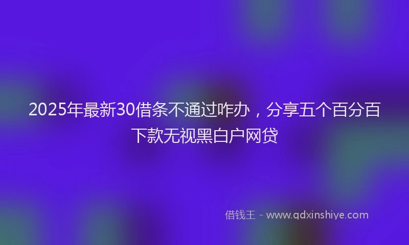 2025年最新30借条不通过咋办，分享五个百分百下款无视黑白户网贷