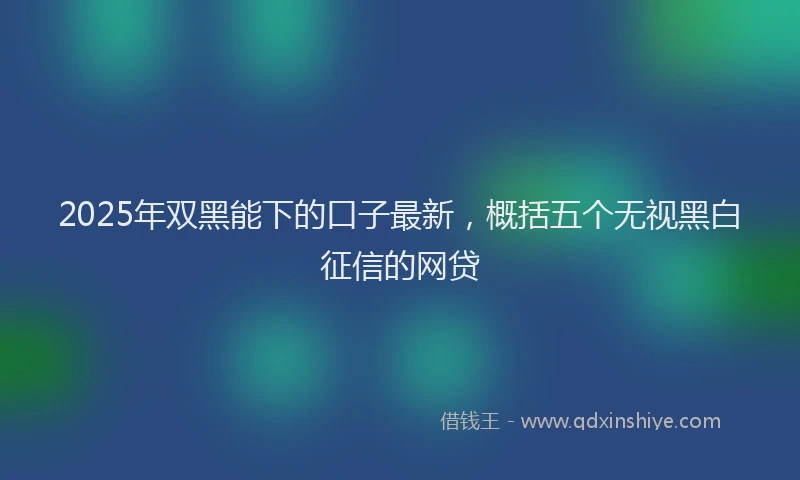 2025年双黑能下的口子最新，概括五个无视黑白征信的网贷