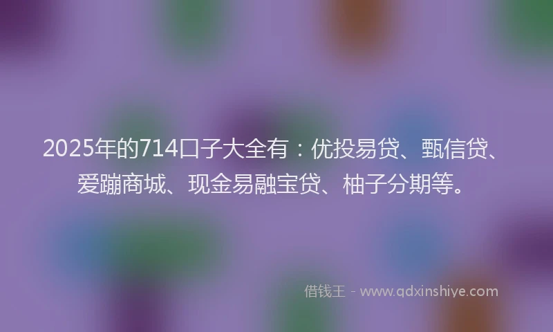 2025年的714口子大全有：优投易贷、甄信贷、爱蹦商城、现金易融宝贷、柚子分期等。