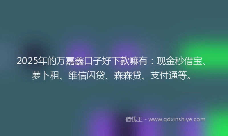 2025年的万嘉鑫口子好下款嘛有：现金秒借宝、萝卜租、维信闪贷、森森贷、支付通等。