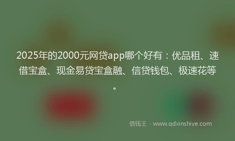 2025年的2000元网贷app哪个好有：优品租、速借宝盒、现金易贷宝盒融、信贷钱包、极速花等。