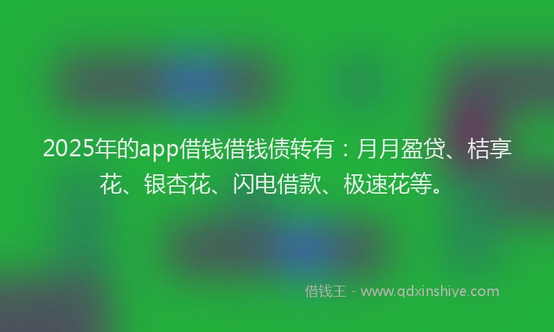 2025年的app借钱借钱债转有：月月盈贷、桔享花、银杏花、闪电借款、极速花等。