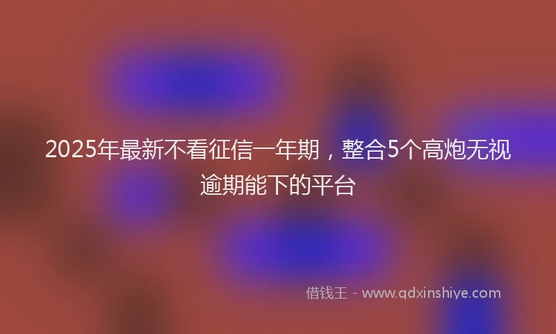 2025年最新不看征信一年期，整合5个高炮无视逾期能下的平台