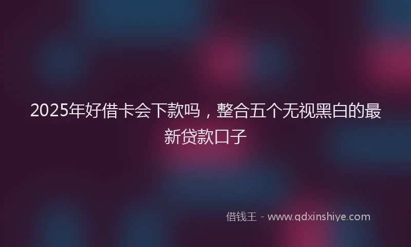 2025年好借卡会下款吗，整合五个无视黑白的最新贷款口子
