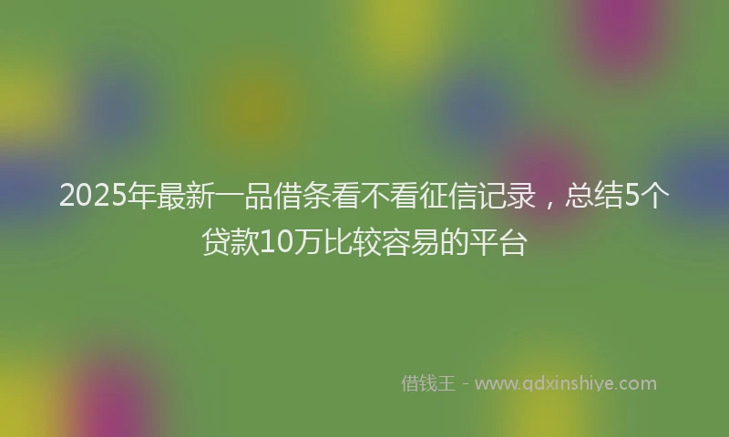 2025年最新一品借条看不看征信记录，总结5个贷款10万比较容易的平台