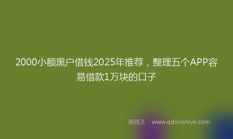 2000小额黑户借钱2025年推荐，整理五个APP容易借款1万块的口子