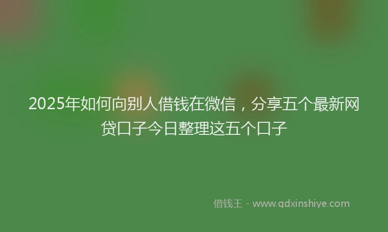2025年如何向别人借钱在微信，分享五个最新网贷口子今日整理这五个口子