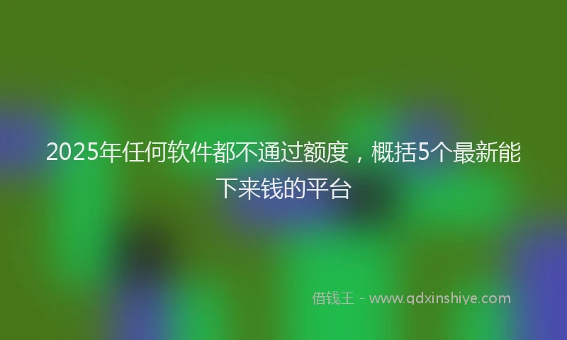 2025年任何软件都不通过额度，概括5个最新能下来钱的平台