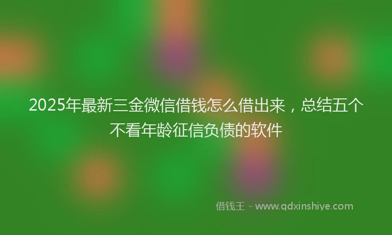 2025年最新三金微信借钱怎么借出来，总结五个不看年龄征信负债的软件