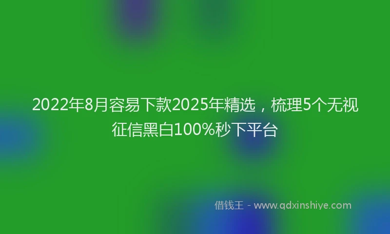 2022年8月容易下款2025年精选，梳理5个无视征信黑白100%秒下平台