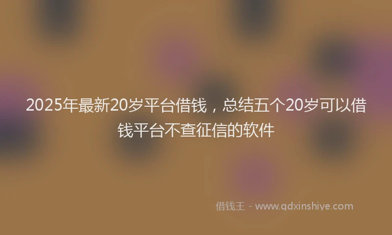 2025年最新20岁平台借钱，总结五个20岁可以借钱平台不查征信的软件