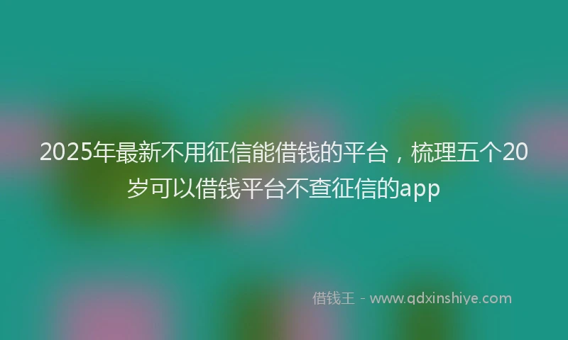 2025年最新不用征信能借钱的平台，梳理五个20岁可以借钱平台不查征信的app