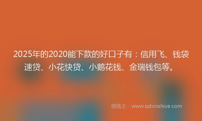 2025年的2020能下款的好口子有：信用飞、钱袋速贷、小花快贷、小鹅花钱、金瑞钱包等。
