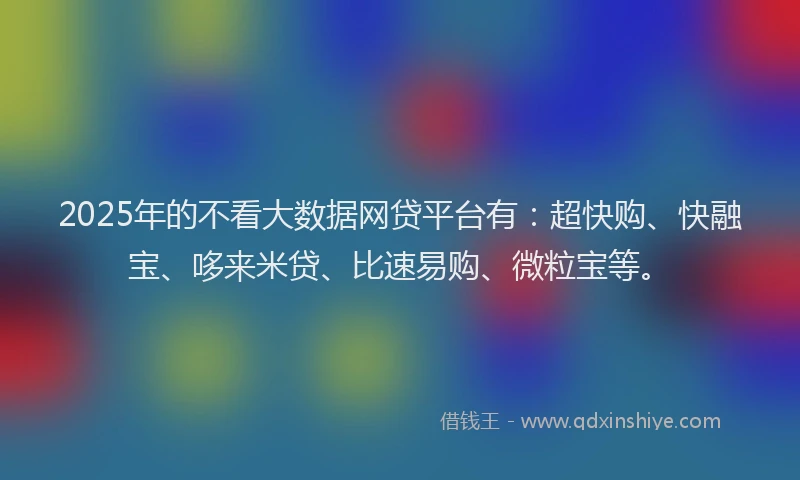 2025年的不看大数据网贷平台有：超快购、快融宝、哆来米贷、比速易购、微粒宝等。