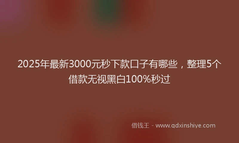 2025年最新3000元秒下款口子有哪些，整理5个借款无视黑白100%秒过