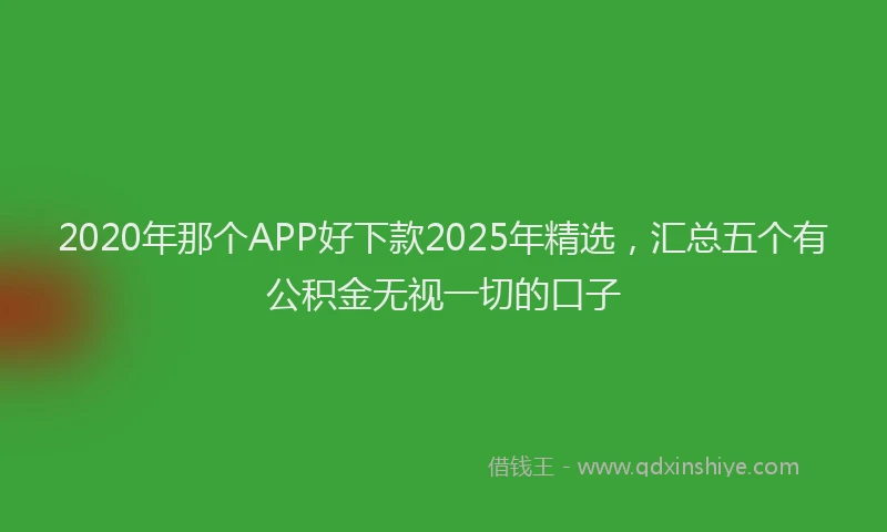 2020年那个APP好下款2025年精选，汇总五个有公积金无视一切的口子