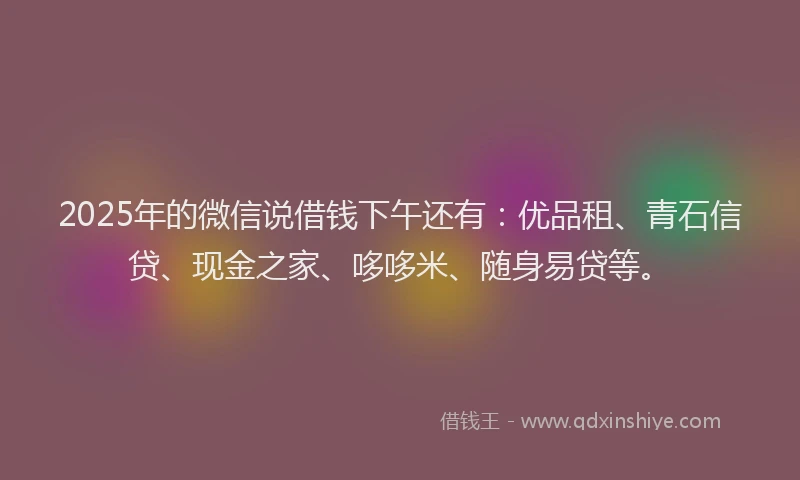 2025年的微信说借钱下午还有：优品租、青石信贷、现金之家、哆哆米、随身易贷等。