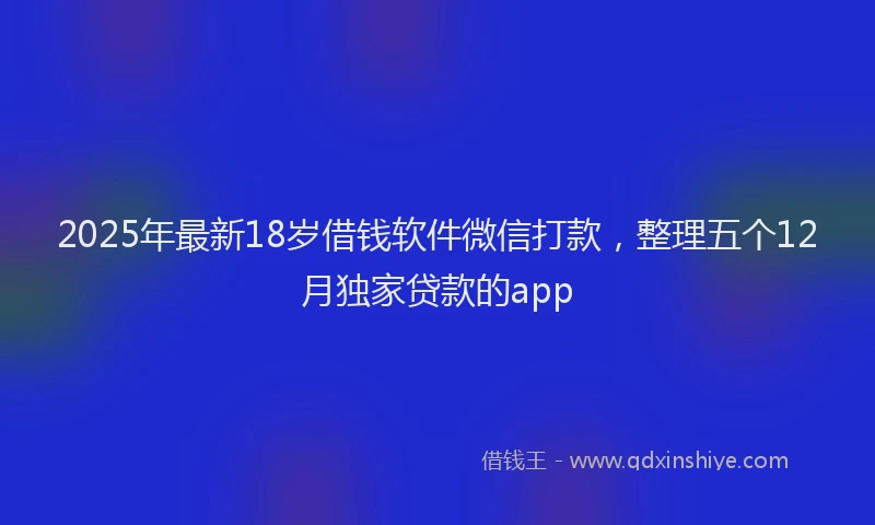 2025年最新18岁借钱软件微信打款，整理五个12月独家贷款的app