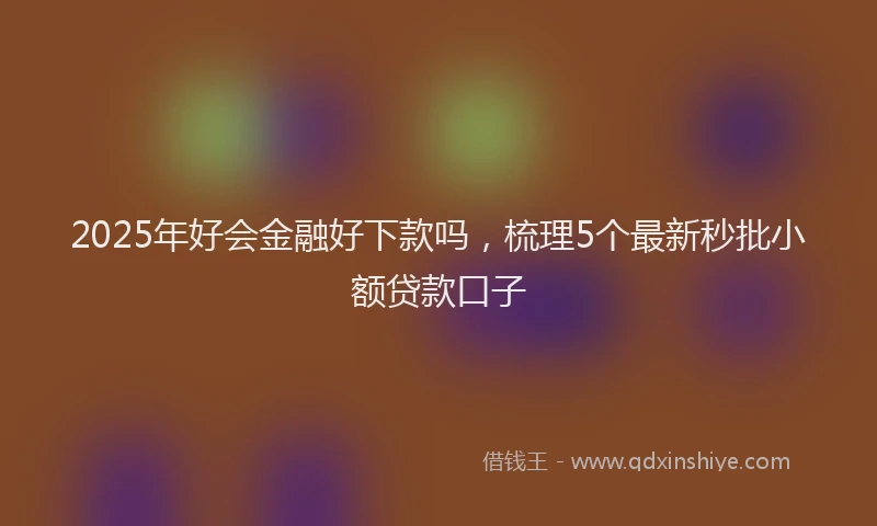 2025年好会金融好下款吗，梳理5个最新秒批小额贷款口子