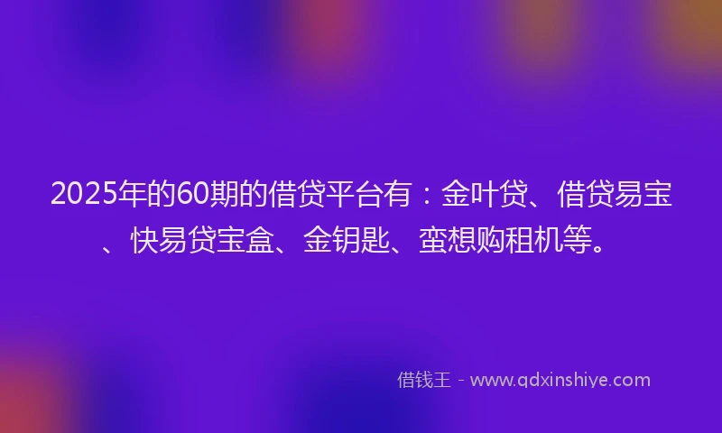 2025年的60期的借贷平台有：金叶贷、借贷易宝、快易贷宝盒、金钥匙、蛮想购租机等。